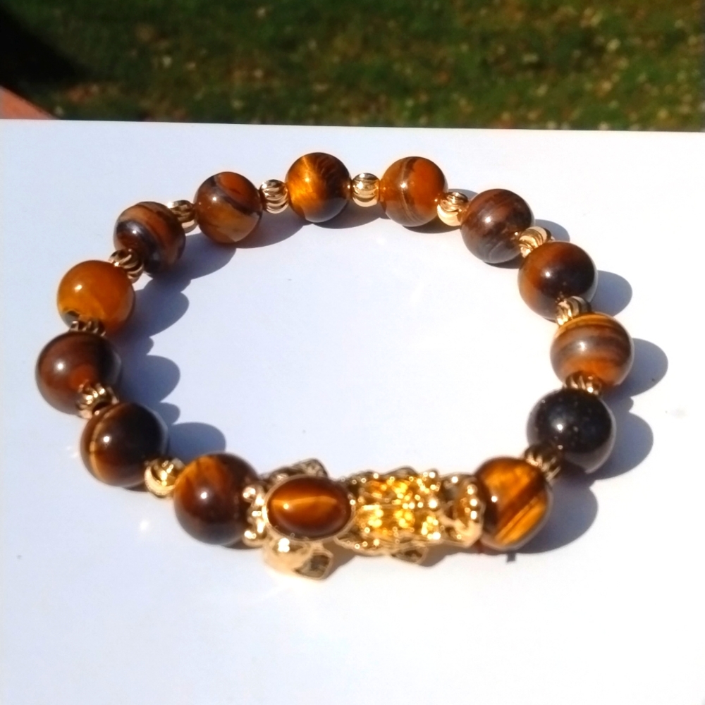 Pixiu Feng Shui Yellow Tiger's Eye Bracelet